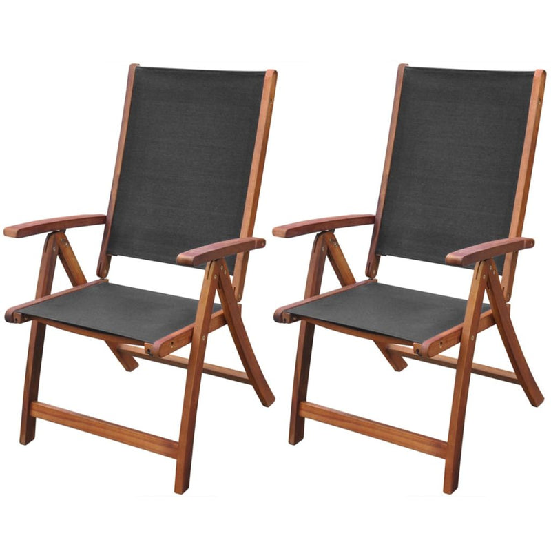 Acacia Wood Folding Chairs - Black (Set of 2)