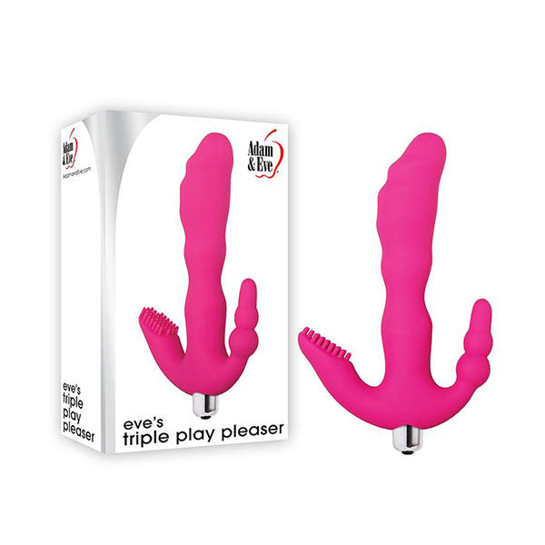 Adam And Eve Triple Play Pleaser Pink Vibrator With Clit