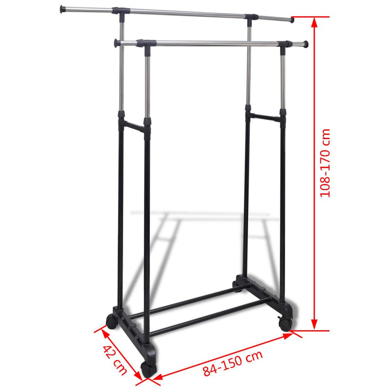 Adjustable Clothes Rack 2 Hanging Rails (2 pcs.)