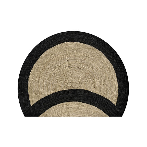 Afeard Round Braided Black Rug 100 Cm