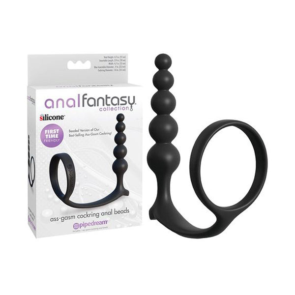 Anal Fantasy Collection Ass Gasm Cock Ring With Anal Plug Black