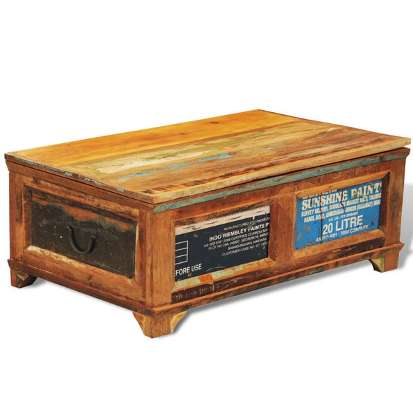 Antique-Style Reclaimed Wood Coffee Table With Storage Box