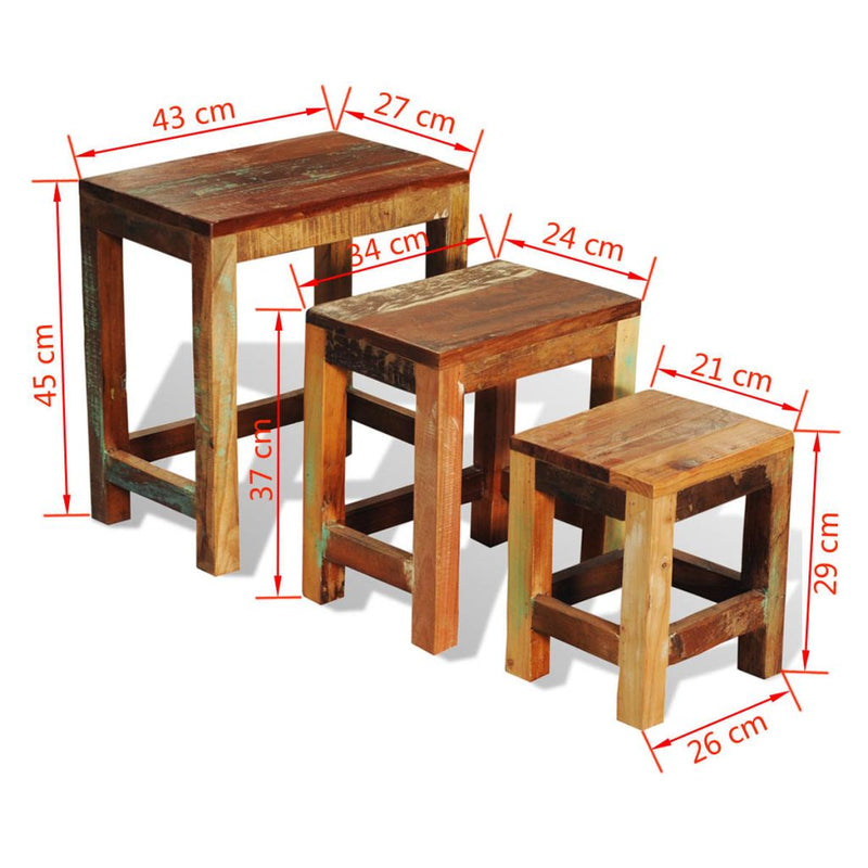 Antique-Style Reclaimed Wood Nesting Tables (Set of 3)