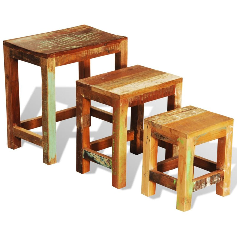 Antique-Style Reclaimed Wood Nesting Tables (Set of 3)