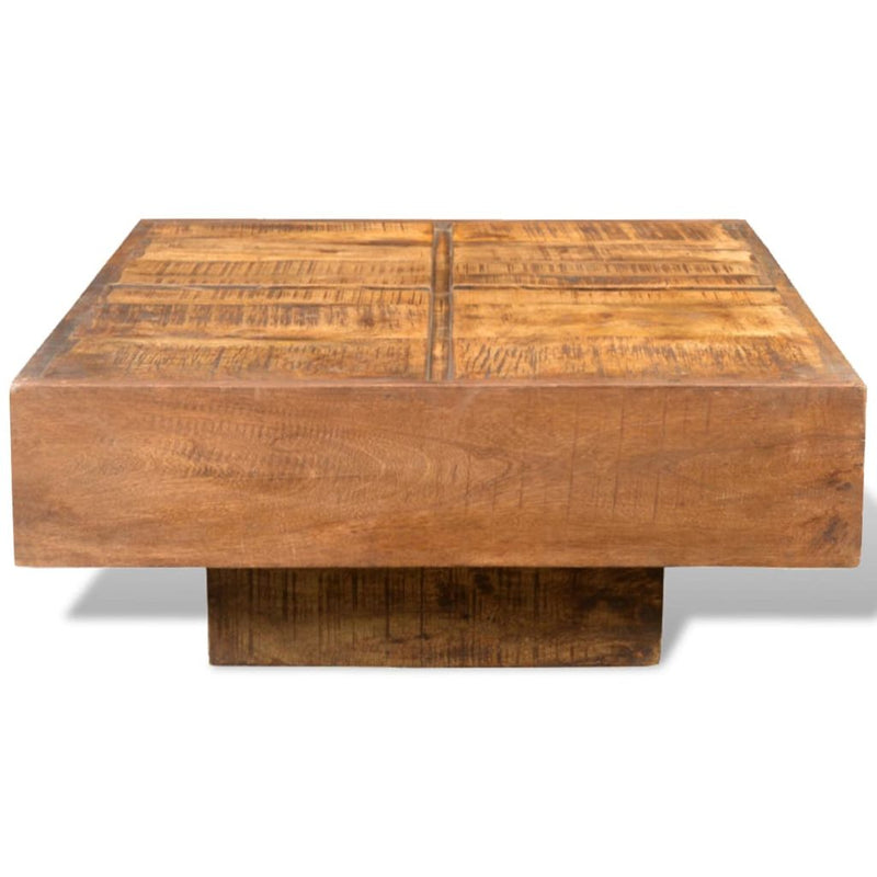 Antique-Style Square Mango Wood Coffee Table - Brown