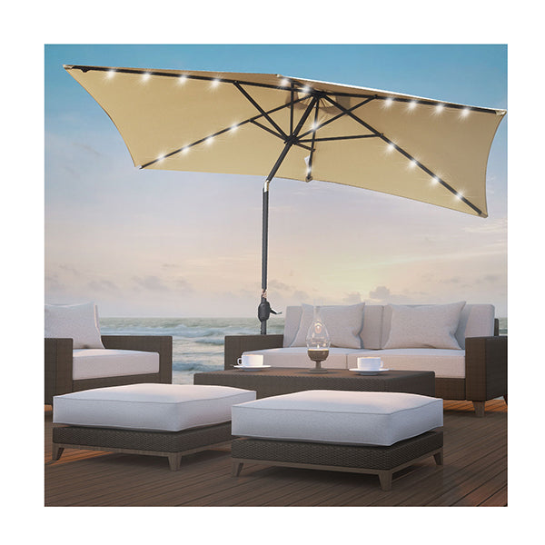 Arcadia Furniture 3M Umbrella Solar Led Lights Garden Yard Beige