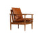 Armchair Real Leather With Acacia Wood Brown