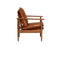 Armchair Real Leather With Acacia Wood Brown