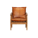 Armchair Real Leather With Acacia Wood Brown