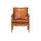 Armchair Real Leather With Acacia Wood Brown