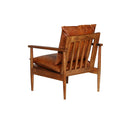 Armchair Real Leather With Acacia Wood Brown