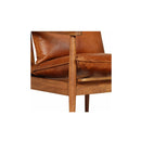 Armchair Real Leather With Acacia Wood Brown
