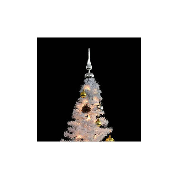Artificial Christmas Tree With Baubles And Leds White 150 Cm
