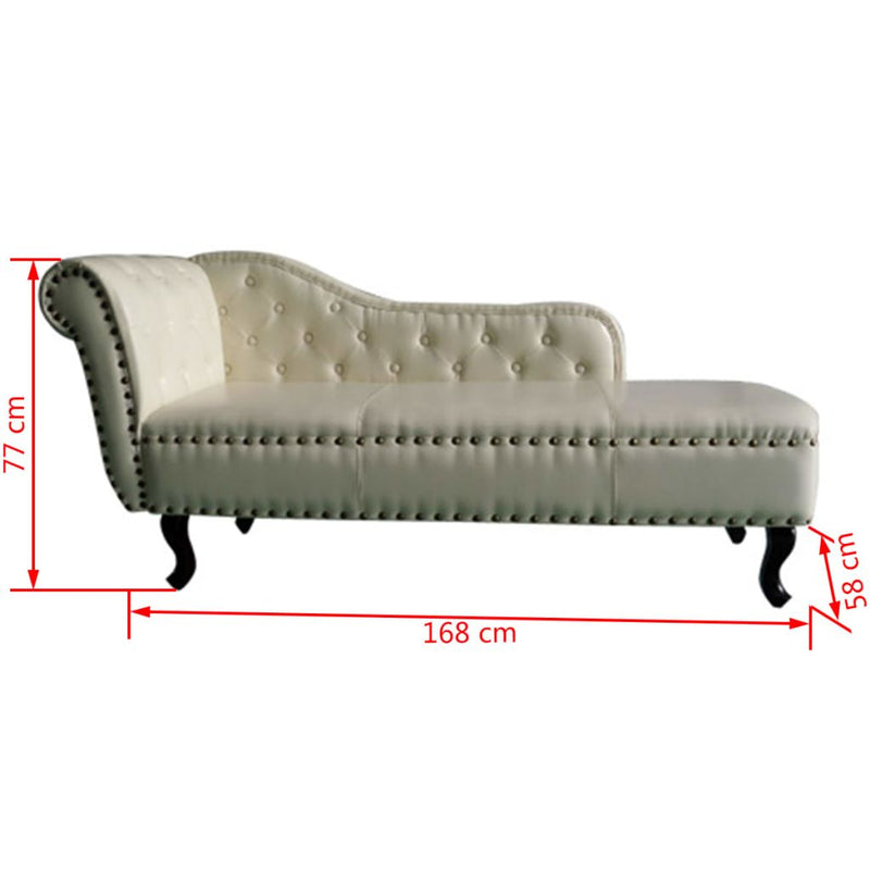 Artificial Leather Chaise Lounge - Cream White