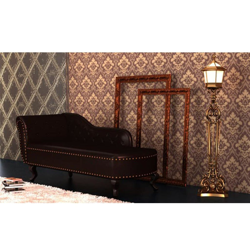 Artificial Leather Chaise Lounge - Dark Brown