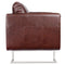 Artificial Leather Cube Armchair With Chrome Feet - Brown