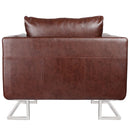 Artificial Leather Cube Armchair With Chrome Feet - Brown