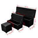 Artificial Leather Storage Bench Set (3 Pcs)