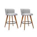 Artiss 2X Wooden Bar Stools Modern Bar Stool Kitchen Fabric
