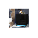 3 Drawers Bedside Tables Rgb Led Lamp Nightstand Gloss