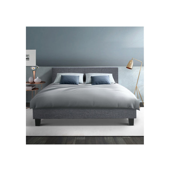 Artiss Double Size Fabric Bed Frame Headboard Grey