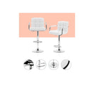 Bar Stools Gas Lift Swivel Armrest Leather Chrome White 2 Pcs