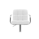 Bar Stools Gas Lift Swivel Armrest Leather Chrome White 2 Pcs