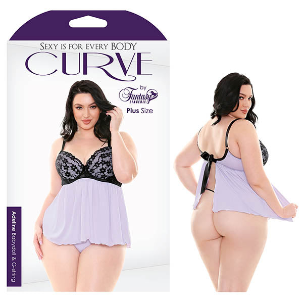 Lilac Purple Curve Adeline Babydoll And G String