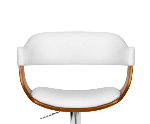 Wooden Bar Stool with White PU Leather