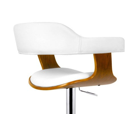 Wooden Bar Stool with White PU Leather