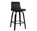 Set of 2 Black Wooden Bar Stool - Black
