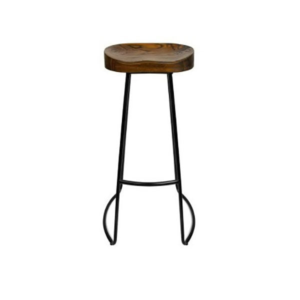 Set of 2 Steel Barstools with Wooden Seat