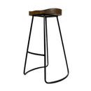 Set of 2 Steel Barstools with Wooden Seat