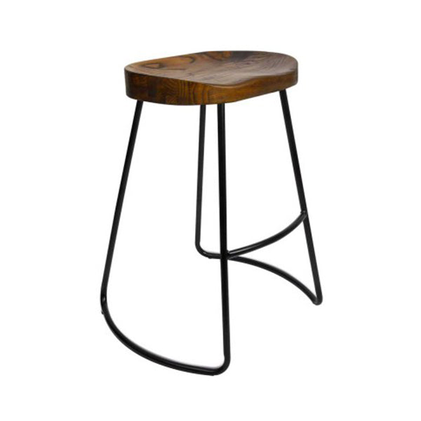 Set of 2 Steel Barstools with Wooden Seat 65cm