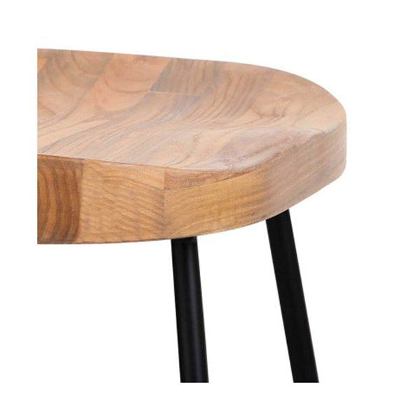 Set of 2 Steel Barstools with Wooden Seat Natural