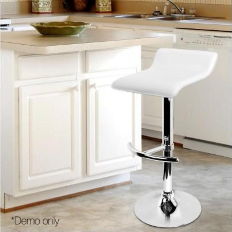 Set of 2 PU Leather Kitchen Bar Stool White