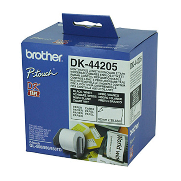 Brother DK44205 30.48 Meters White Roll