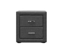 Fabric Bedside Table 2 Drawers Grey