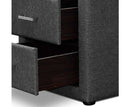 Fabric Bedside Table 2 Drawers Grey