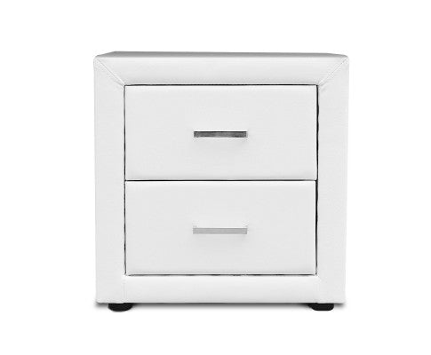 PU Leather Bedside Table 2 Drawers