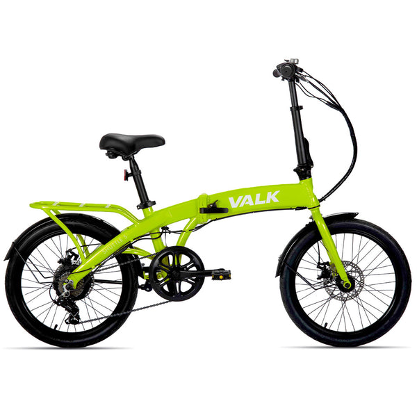 VALK Shuttle 5 Electric Folding Bike, 20' Tyres, Shimano 7-Speed, Lime Green