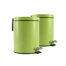 Soga 2X Foot Pedal Stainless Steel Rubbish Waste Bin Round 12L Green