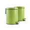 Soga 2X Foot Pedal Stainless Steel Rubbish Waste Bin Round 12L Green