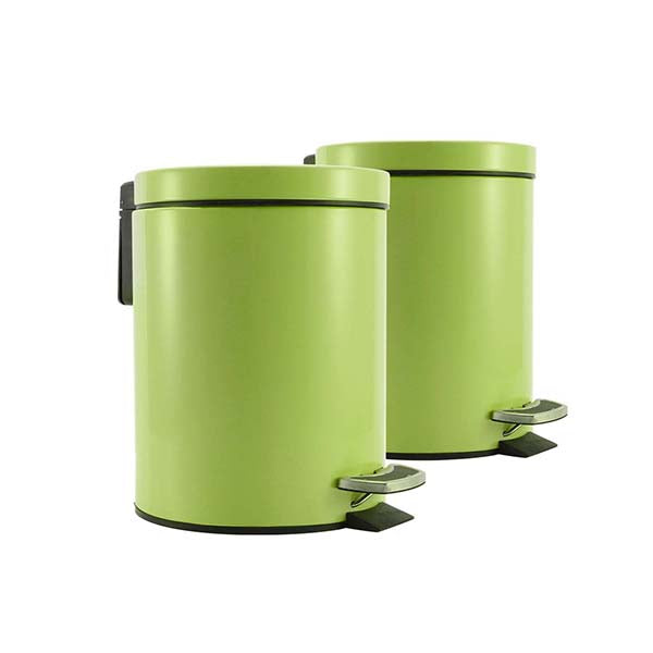 Soga 2X Foot Pedal Stainless Steel Rubbish Waste Bin Round 12L Green
