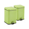Soga 2X 12L Foot Pedal Stainless Steel Garbage Waste Bin Square Green