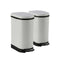 Soga 2X 10L Foot Pedal Stainless Steel Garbage Waste Trash Bin U White