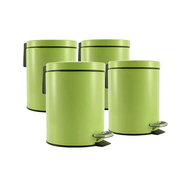 Soga 4X 7L Foot Pedal Stainless Steel Rubbish Garbage Bin Round Green