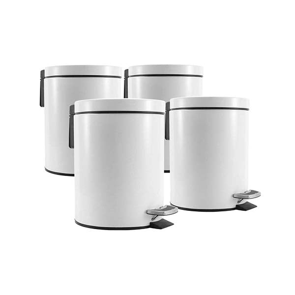 Soga 4X Foot Pedal Stainless Steel Rubbish Garbage Bin Round 7L White