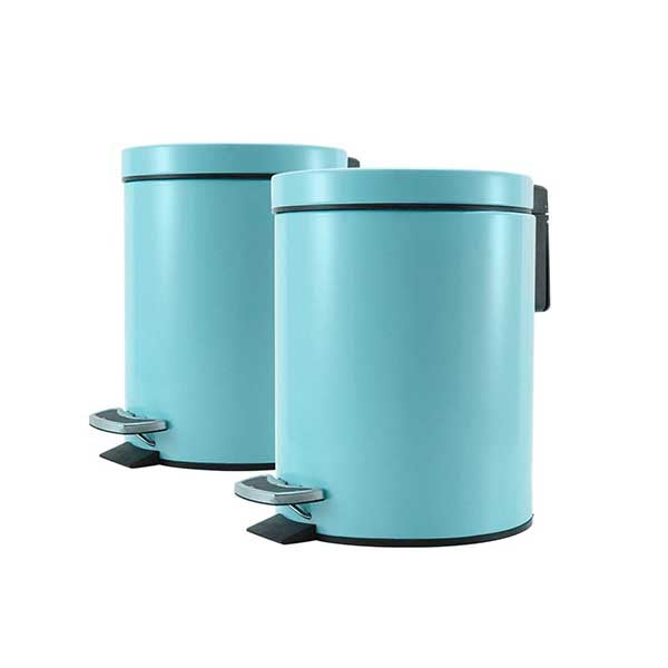 Soga 2X 7L Foot Pedal Stainless Steel Rubbish Garbage Bin Round Blue
