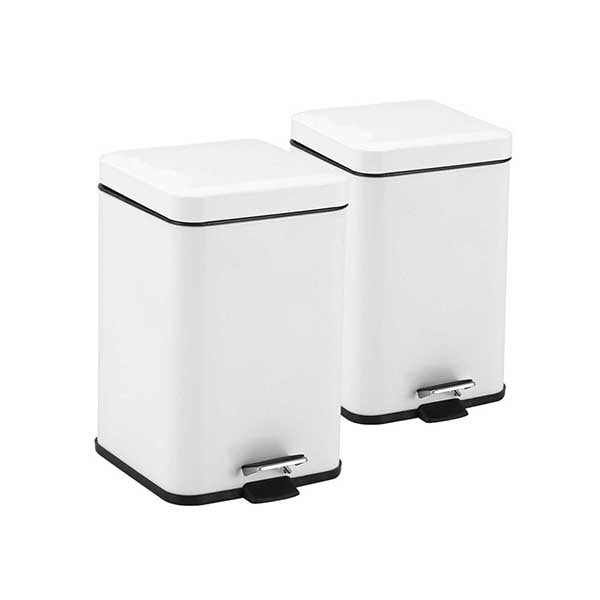 Soga 2X 12L Foot Pedal Stainless Steel Garbage Waste Bin Square White